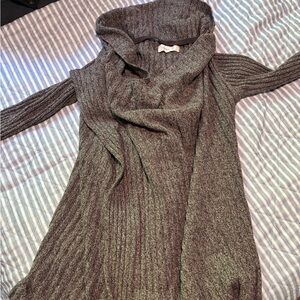 Elegant Heather Gray Cowl Neck Sweater